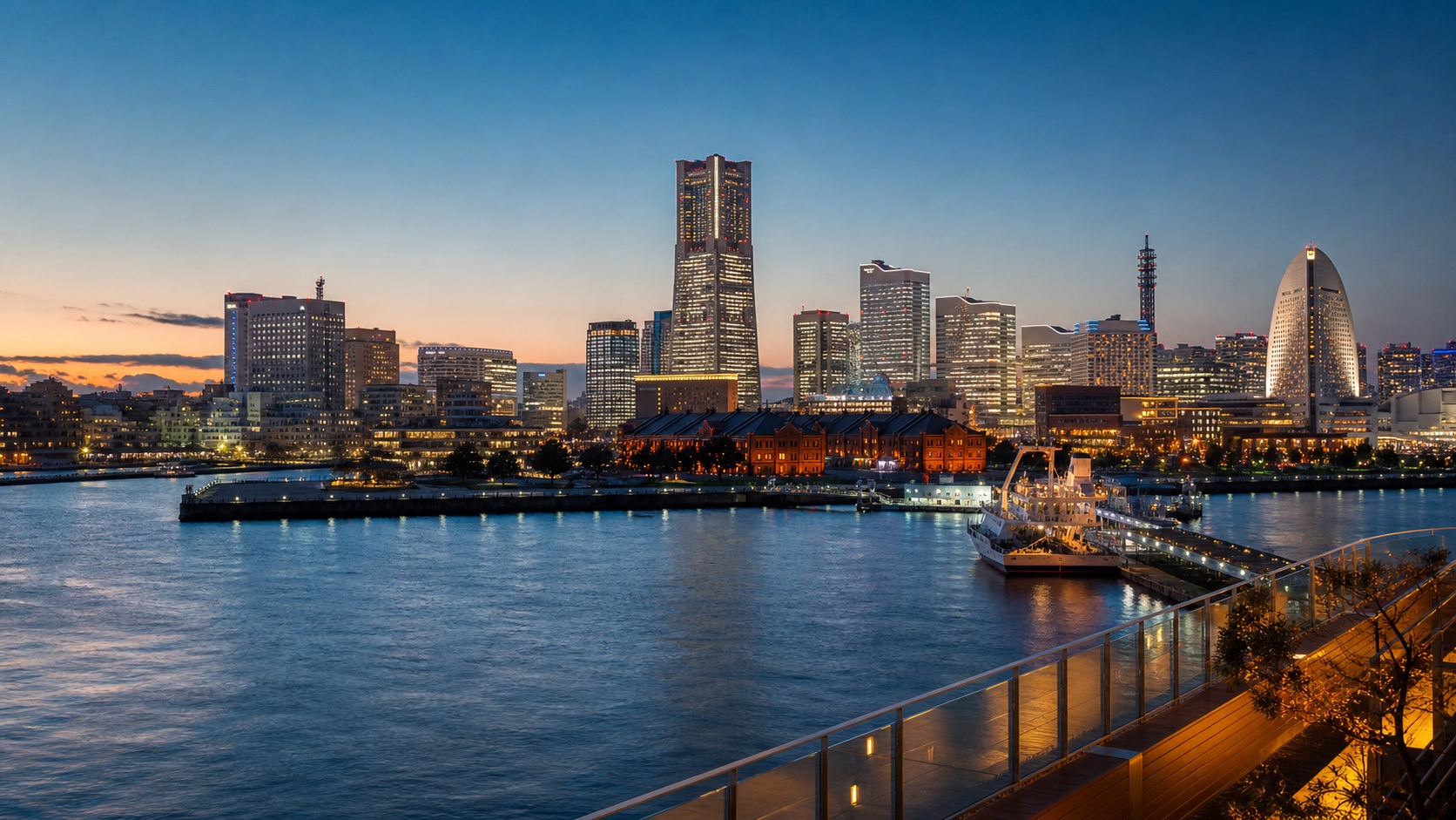 横滨港湾与港未来天际线